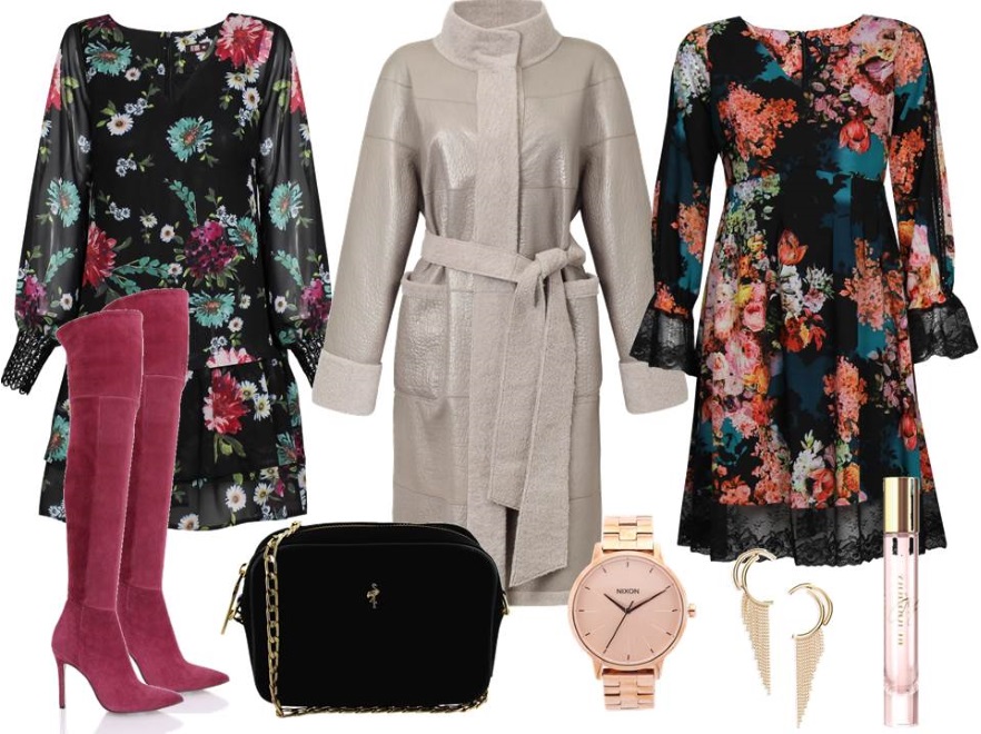 Sukienki na zimę: Sukienki- Midori Feminine Fashion/midori.pl, płaszcz – Boca/boca.pl, buty - Gianmarko/gianmarko.com.pl, torebka - Menbur/menbur.pl, dodatki – TK MAXX