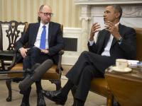 Obama po spotkaniu z Jaceniukiem grozi Kremlowi