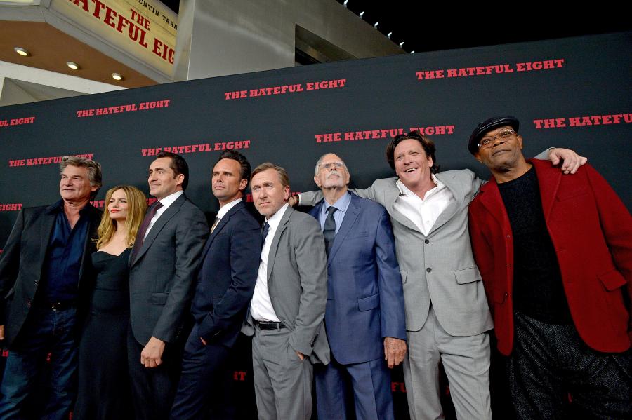 Gwiazdy "Nienawistnej ósemki": Kurt Russell, Jennifer Jason Leight, Demián Bichir, Walton Goggins, Tim Roth, Bruce Dern, Michael Madsen, Samuel L. Jackson